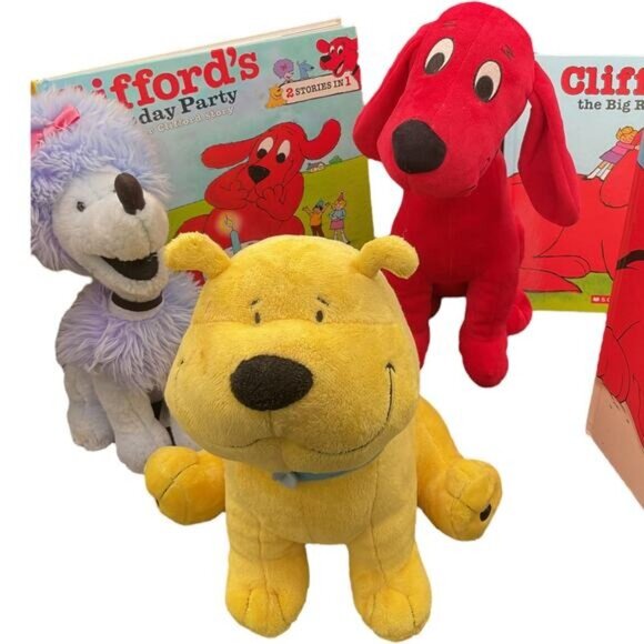 Kohls Cares Clifford Cleo and TBone Plush Stuffed Animal 3 Clifford Storybooks - Picture 2 of 10